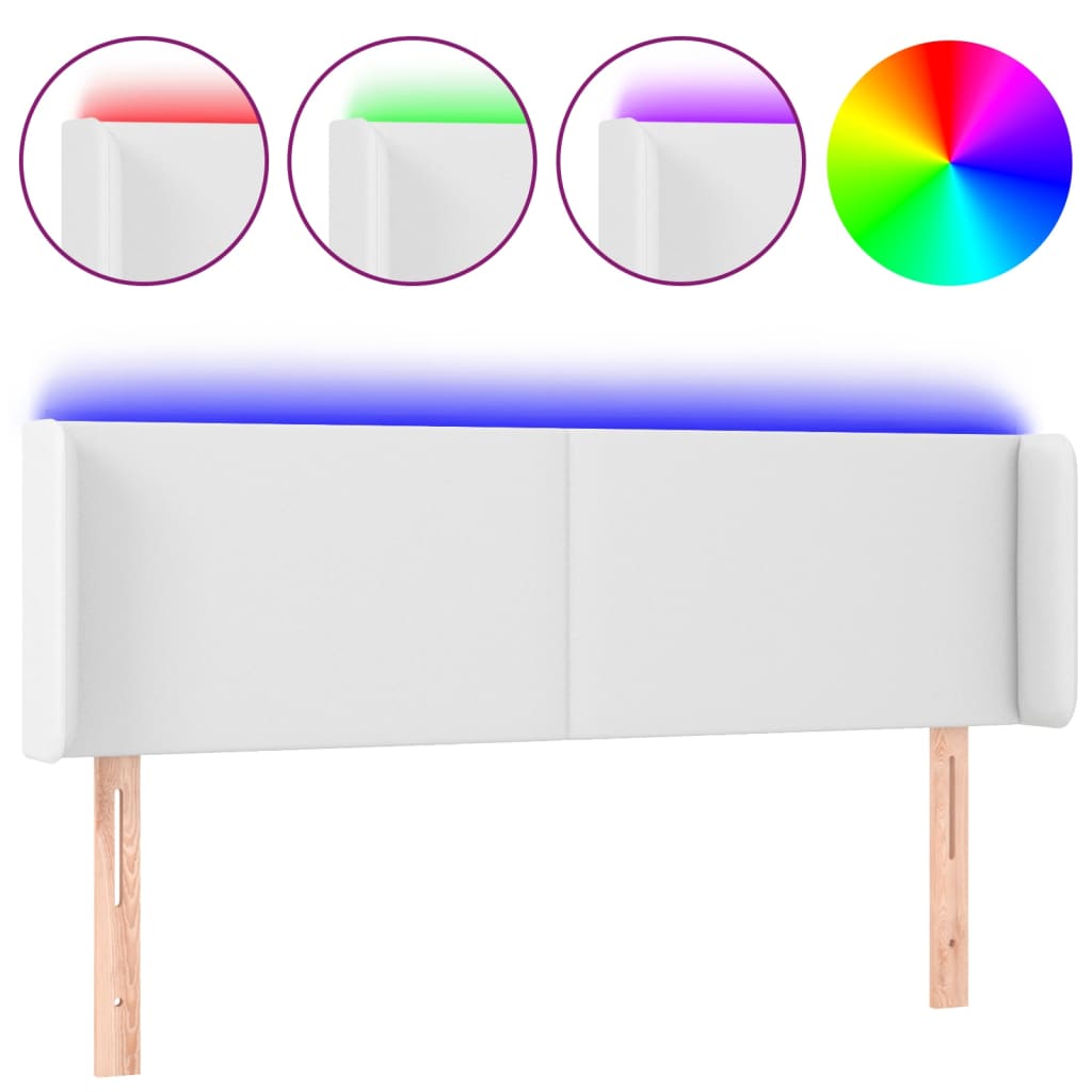 Hoofdbord LED 147x16x78/88 cm kunstleer wit is nu te koop bij PeponiXL, paradijselijk wonen!