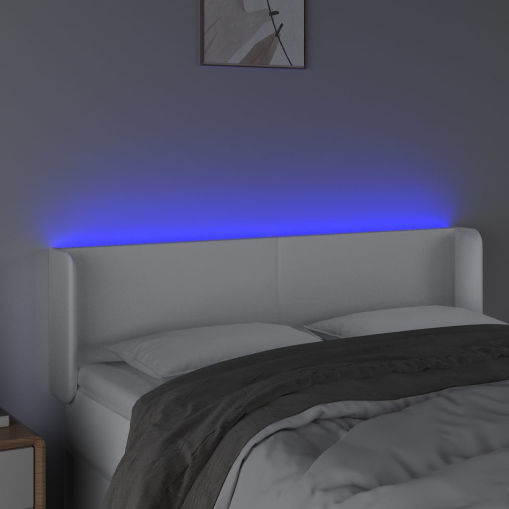 Hoofdbord LED 147x16x78/88 cm kunstleer wit is nu te koop bij PeponiXL, paradijselijk wonen!