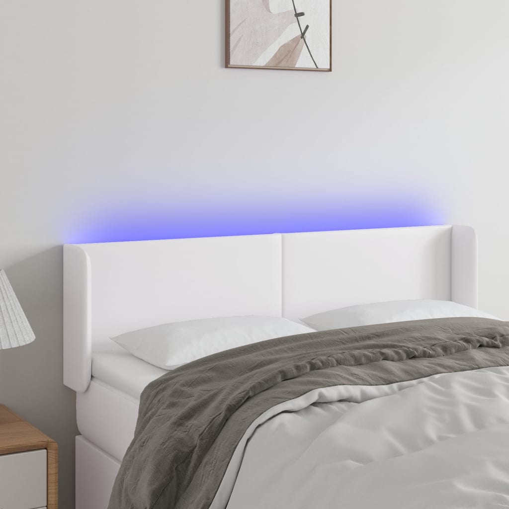 Hoofdbord LED 147x16x78/88 cm kunstleer wit is nu te koop bij PeponiXL, paradijselijk wonen!