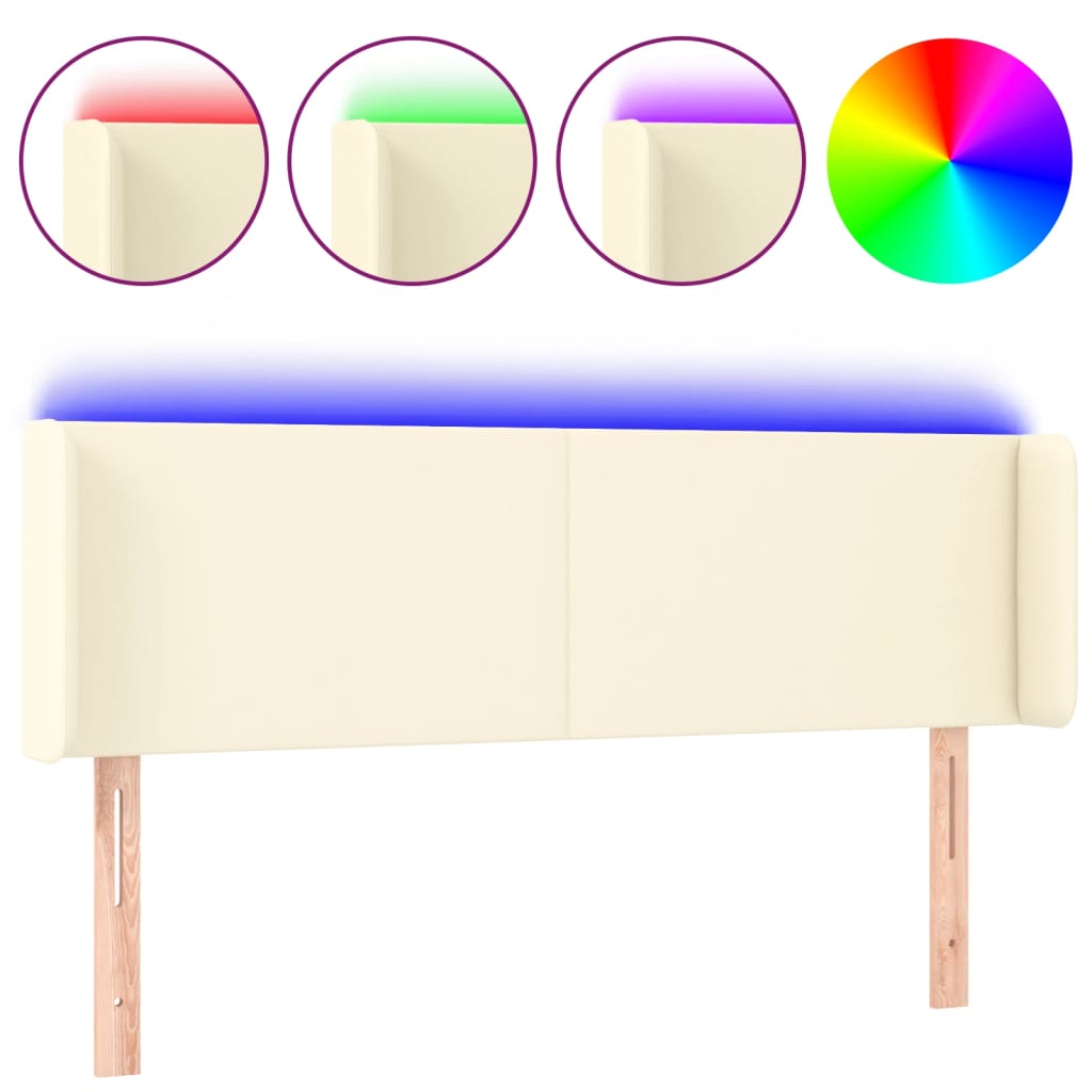 Hoofdbord LED 147x16x78/88 cm kunstleer crèmekleurig is nu te koop bij PeponiXL, paradijselijk wonen!