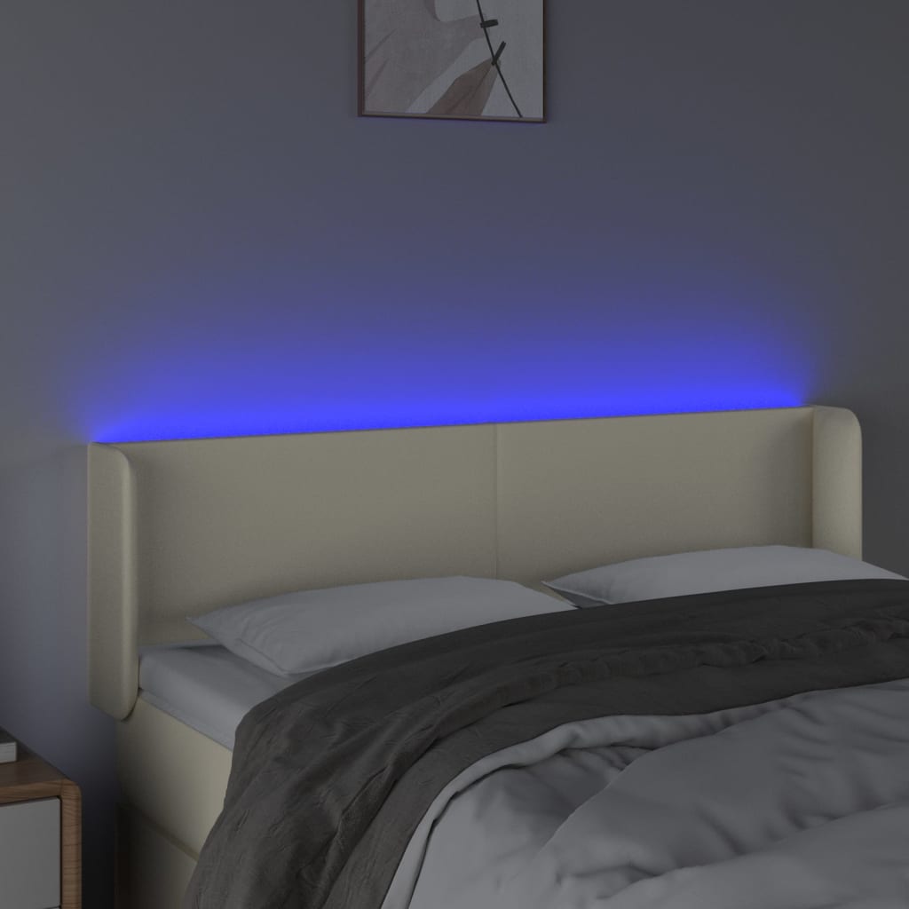 Hoofdbord LED 147x16x78/88 cm kunstleer crèmekleurig is nu te koop bij PeponiXL, paradijselijk wonen!