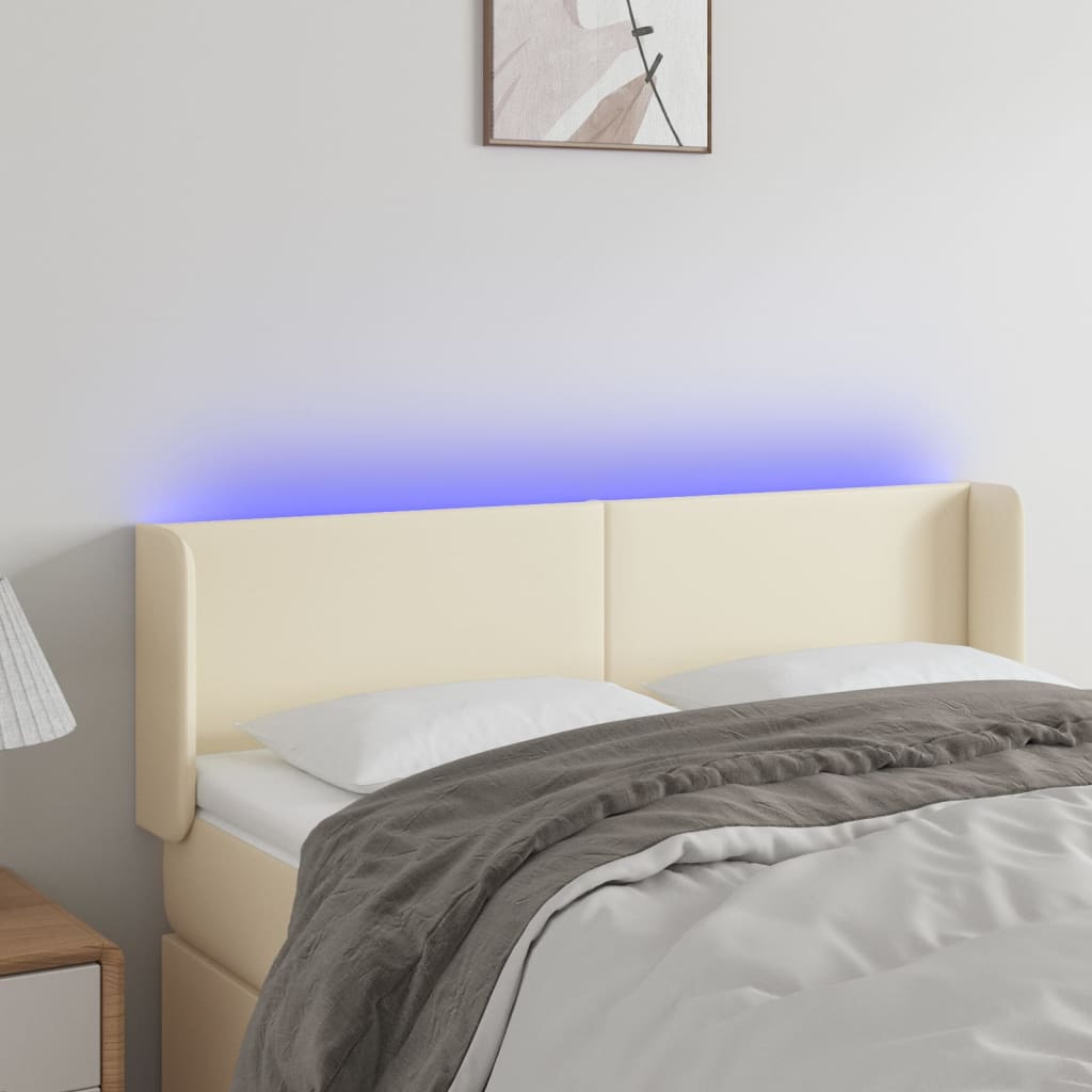 Hoofdbord LED 147x16x78/88 cm kunstleer crèmekleurig is nu te koop bij PeponiXL, paradijselijk wonen!