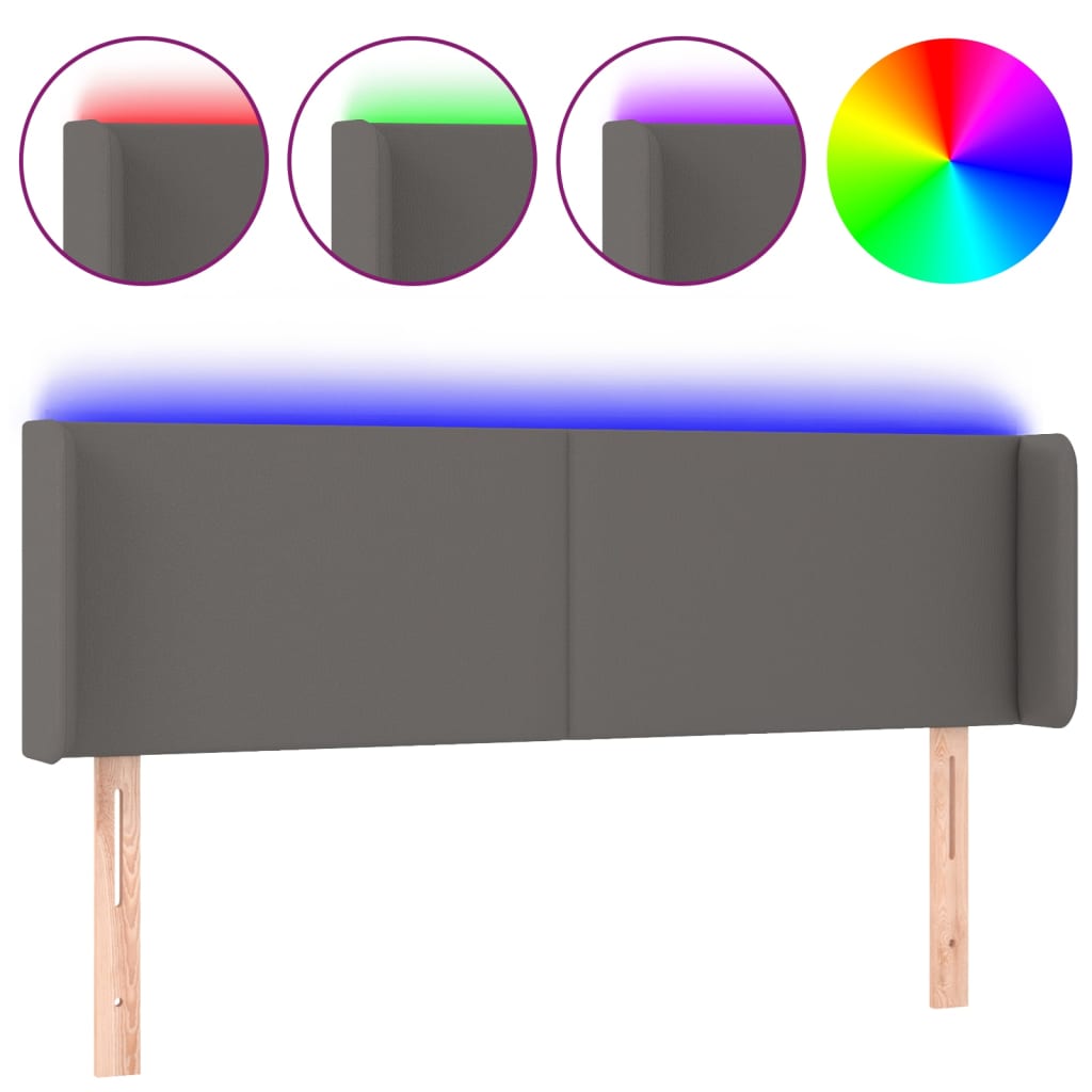 Hoofdbord LED 147x16x78/88 cm kunstleer grijs is nu te koop bij PeponiXL, paradijselijk wonen!