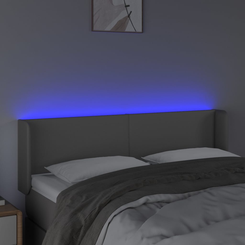 Hoofdbord LED 147x16x78/88 cm kunstleer grijs is nu te koop bij PeponiXL, paradijselijk wonen!
