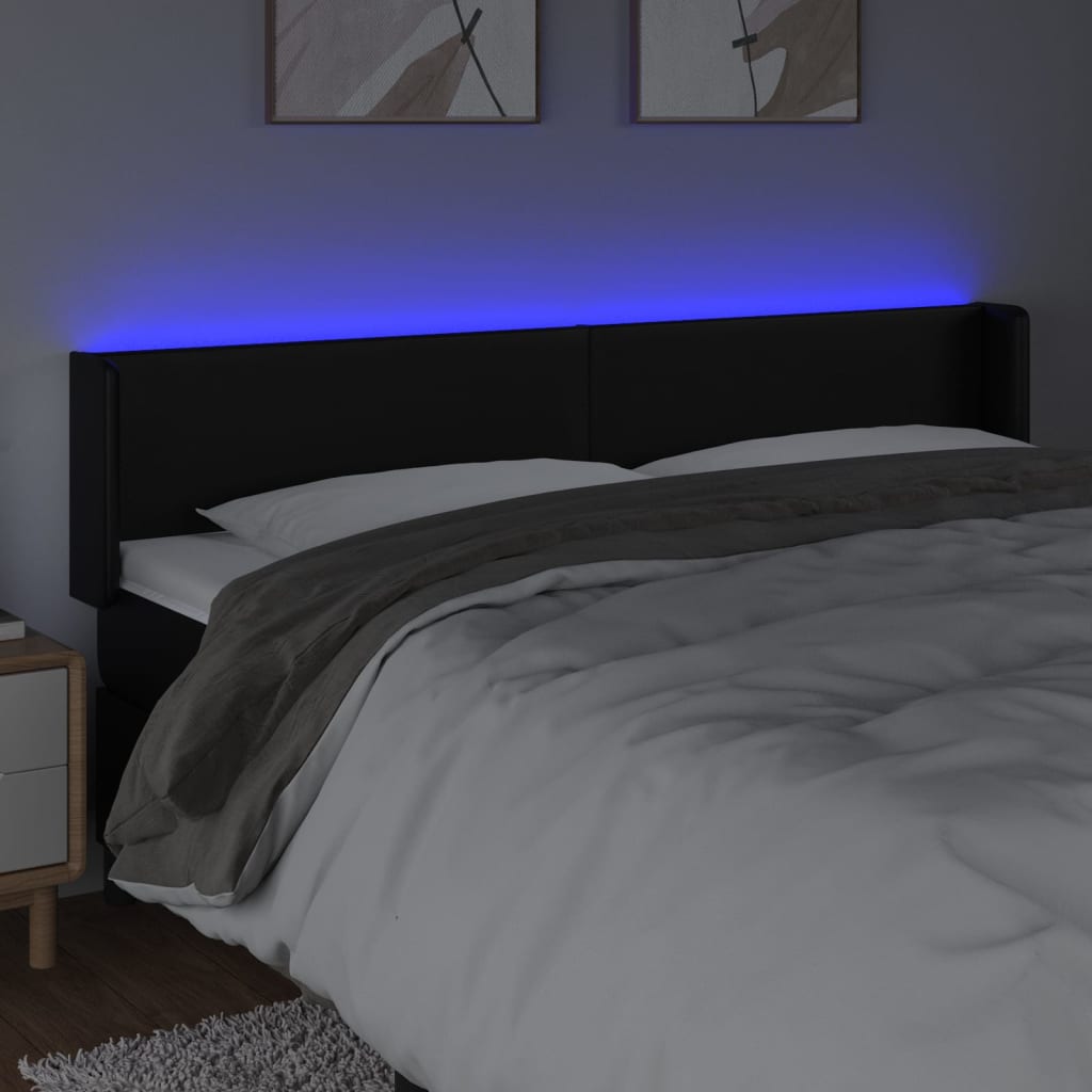 Hoofdbord LED 163x16x78/88 cm kunstleer zwart is nu te koop bij PeponiXL, paradijselijk wonen!