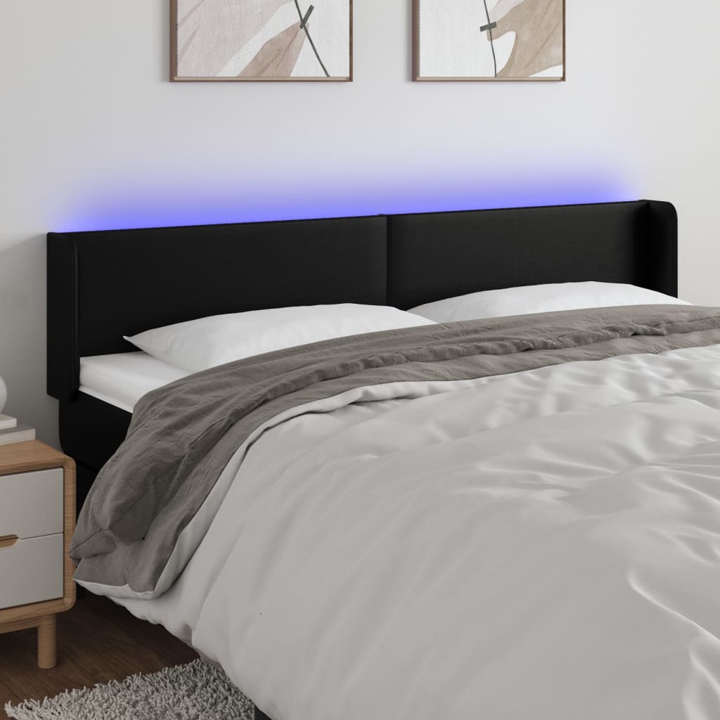 Hoofdbord LED 163x16x78/88 cm kunstleer zwart is nu te koop bij PeponiXL, paradijselijk wonen!