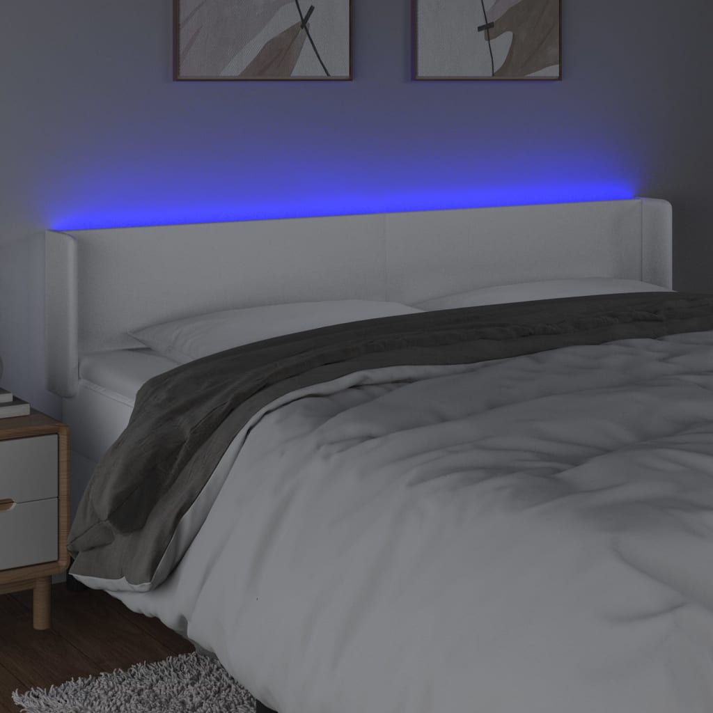 Hoofdbord LED 163x16x78/88 cm kunstleer wit is nu te koop bij PeponiXL, paradijselijk wonen!
