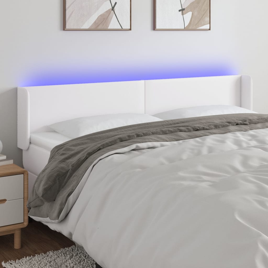 Hoofdbord LED 163x16x78/88 cm kunstleer wit is nu te koop bij PeponiXL, paradijselijk wonen!