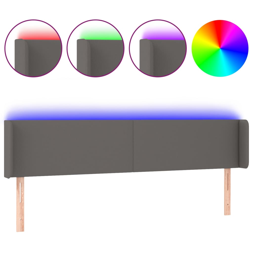 Hoofdbord LED 163x16x78/88 cm kunstleer grijs is nu te koop bij PeponiXL, paradijselijk wonen!