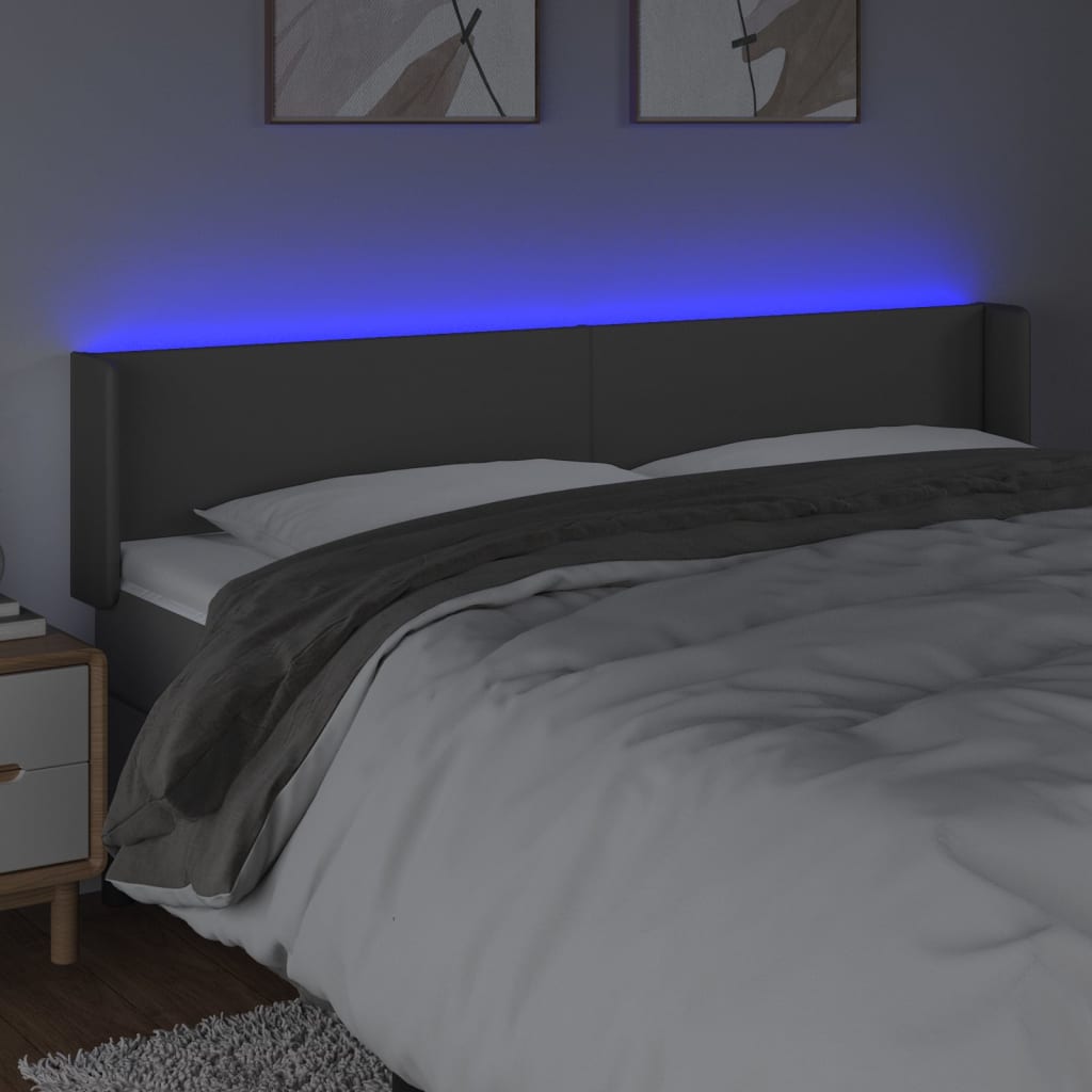 Hoofdbord LED 163x16x78/88 cm kunstleer grijs is nu te koop bij PeponiXL, paradijselijk wonen!