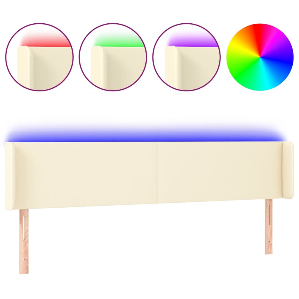 Hoofdbord LED 183x16x78/88 cm kunstleer crèmekleurig is nu te koop bij PeponiXL, paradijselijk wonen!