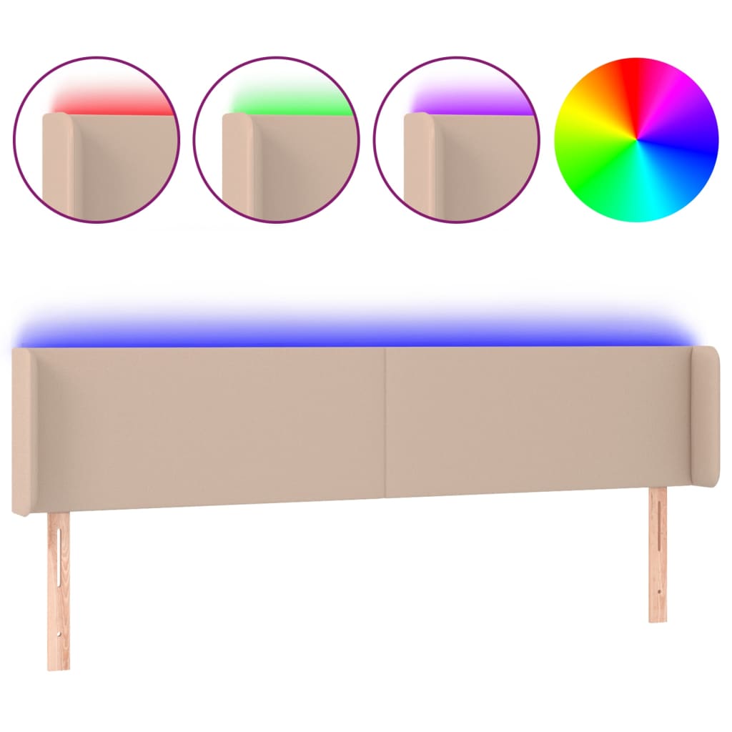 Hoofdbord LED 183x16x78/88 cm kunstleer cappuccinokleurig is nu te koop bij PeponiXL, paradijselijk wonen!