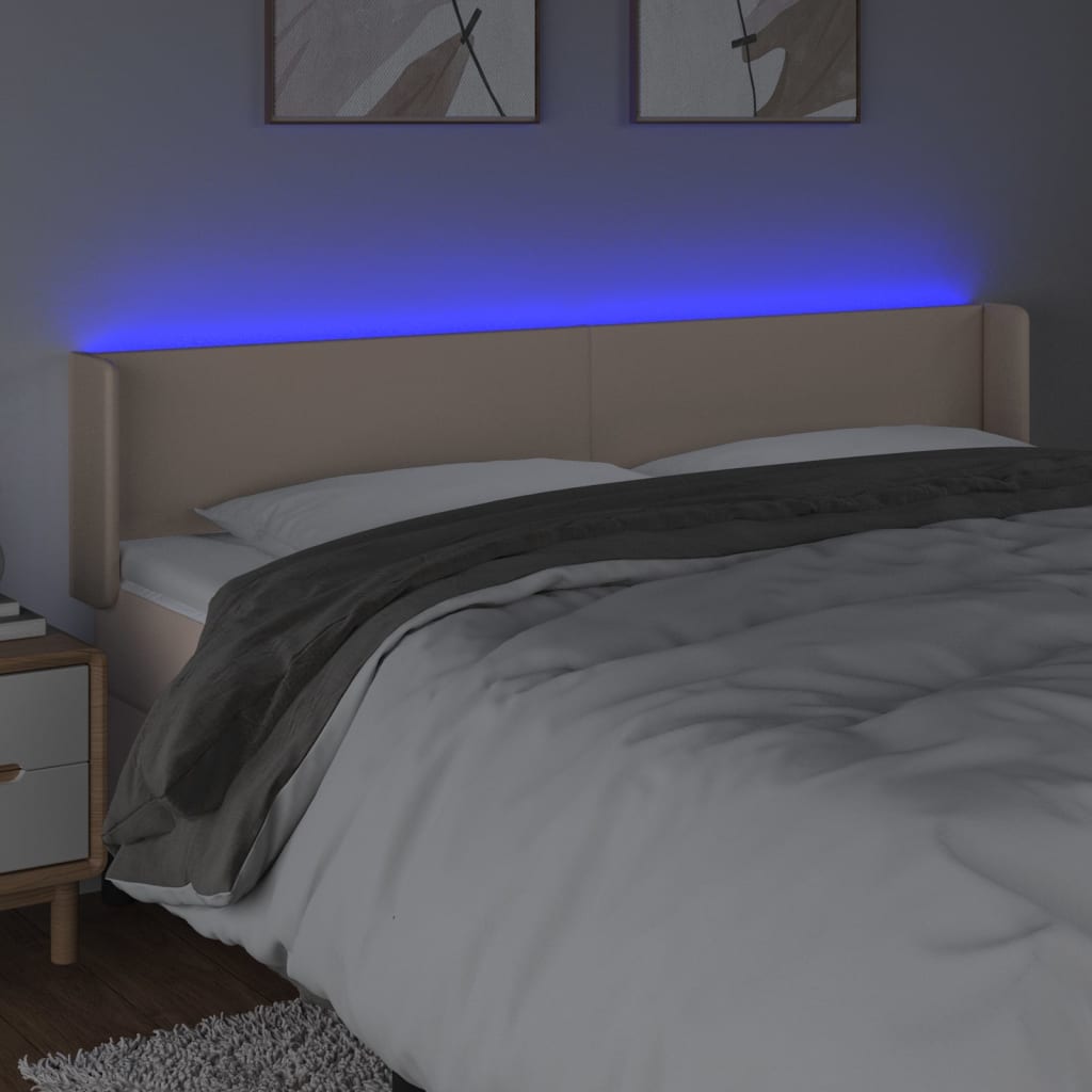 Hoofdbord LED 183x16x78/88 cm kunstleer cappuccinokleurig is nu te koop bij PeponiXL, paradijselijk wonen!