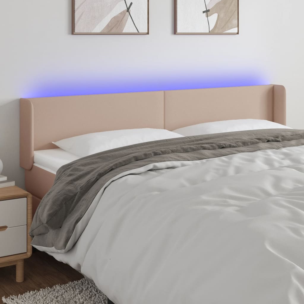 Hoofdbord LED 183x16x78/88 cm kunstleer cappuccinokleurig is nu te koop bij PeponiXL, paradijselijk wonen!