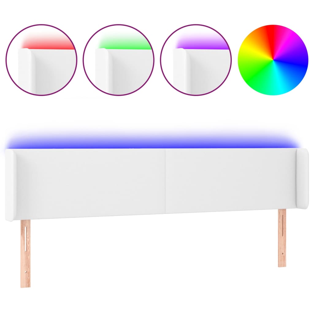 Hoofdbord LED 203x16x78/88 cm kunstleer wit is nu te koop bij PeponiXL, paradijselijk wonen!