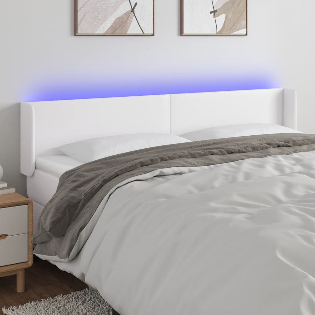 Hoofdbord LED 203x16x78/88 cm kunstleer wit is nu te koop bij PeponiXL, paradijselijk wonen!