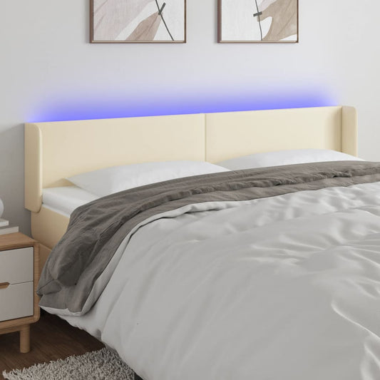 Hoofdbord LED 203x16x78/88 cm kunstleer crèmekleurig is nu te koop bij PeponiXL, paradijselijk wonen!