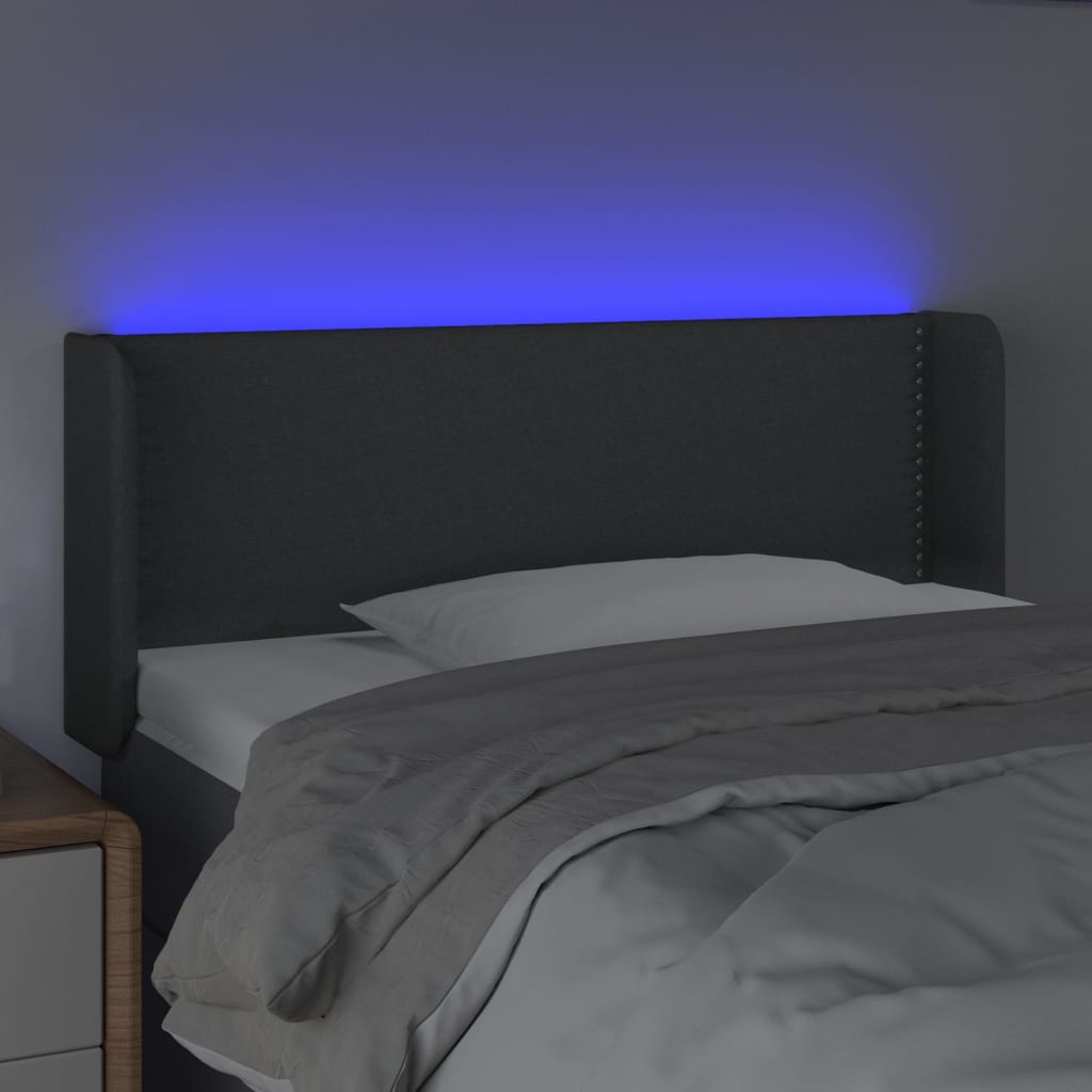 Hoofdbord LED 83x16x78/88 cm stof donkergrijs is nu te koop bij PeponiXL, paradijselijk wonen!