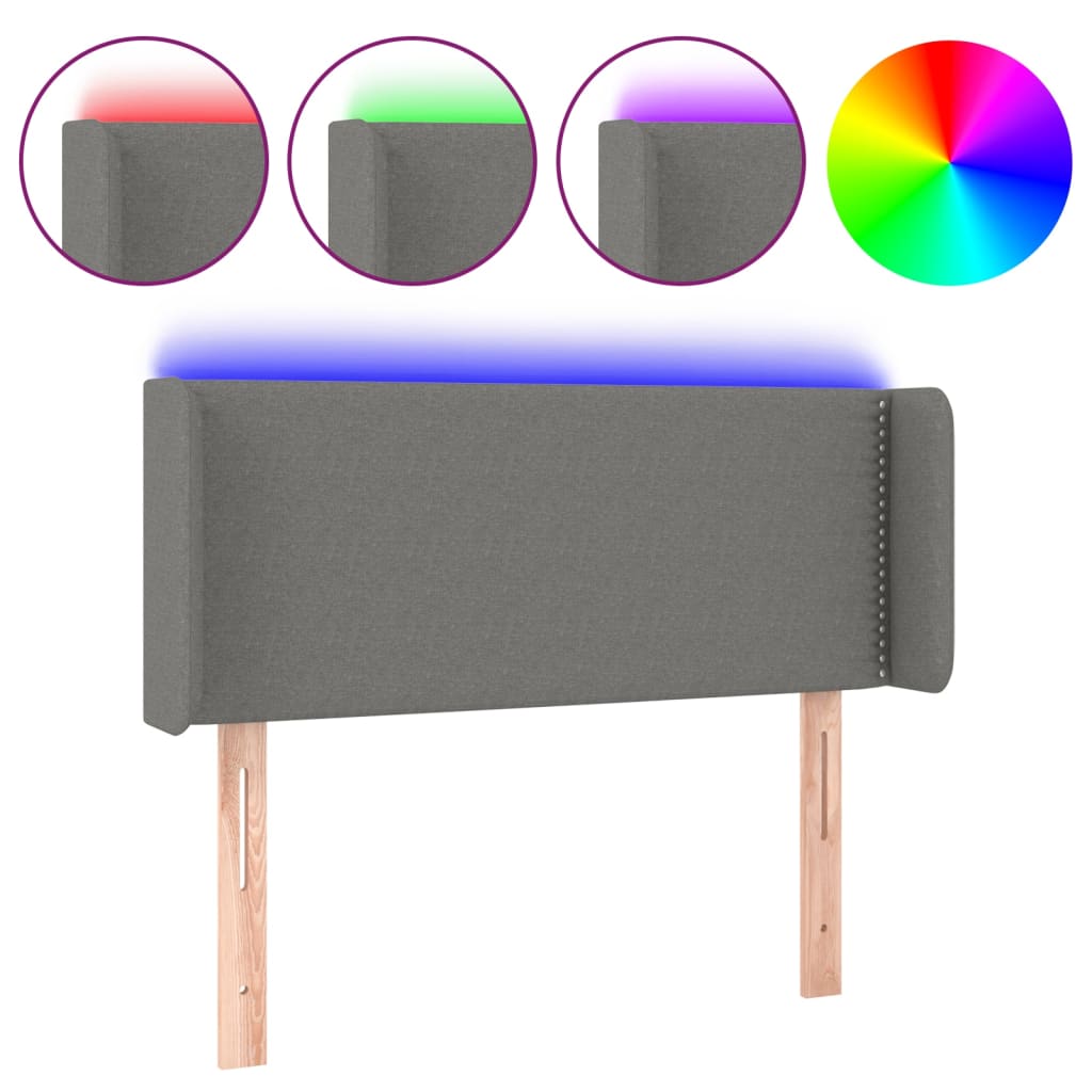 Hoofdbord LED 93x16x78/88 cm stof donkergrijs is nu te koop bij PeponiXL, paradijselijk wonen!