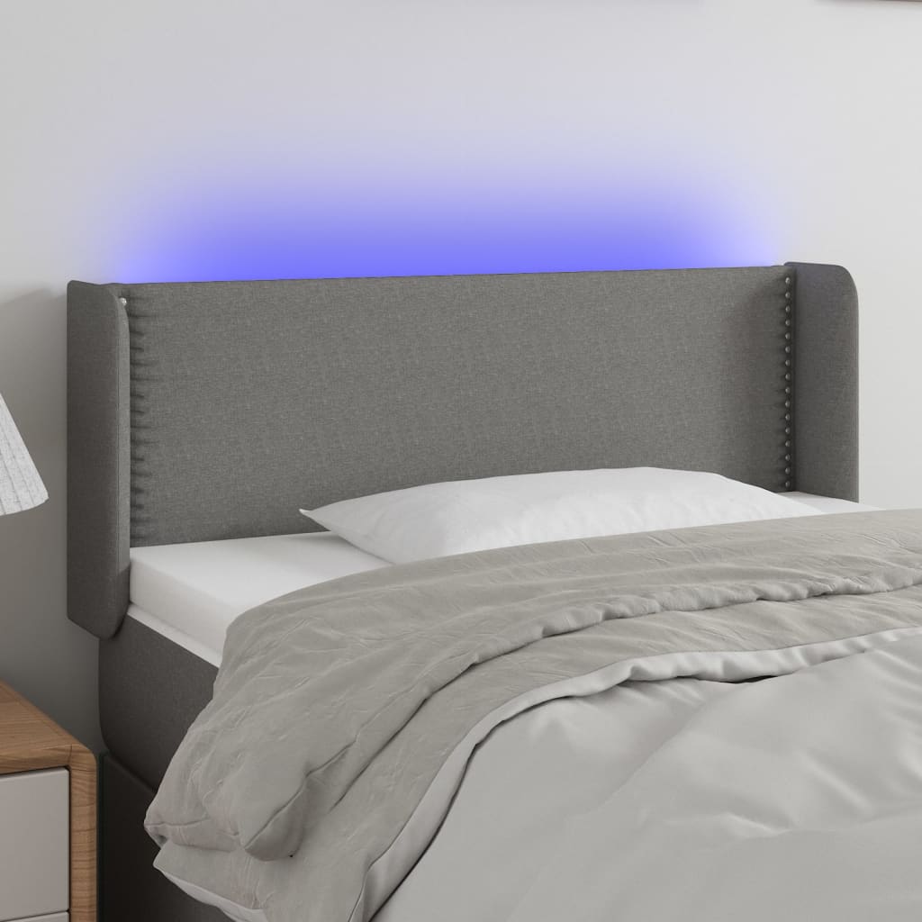 Hoofdbord LED 103x16x78/88 cm stof donkergrijs is nu te koop bij PeponiXL, paradijselijk wonen!
