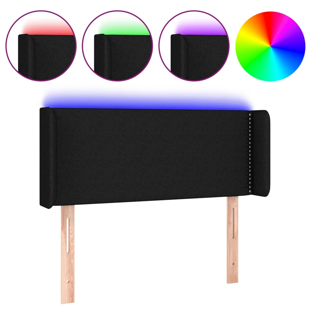 Hoofdbord LED 103x16x78/88 cm stof zwart is nu te koop bij PeponiXL, paradijselijk wonen!