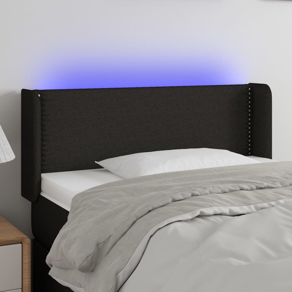 Hoofdbord LED 103x16x78/88 cm stof zwart is nu te koop bij PeponiXL, paradijselijk wonen!