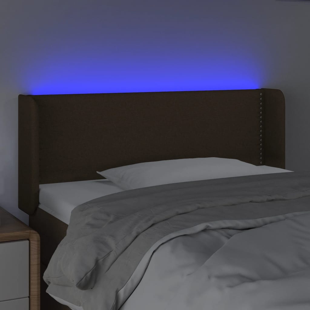 Hoofdbord LED 103x16x78/88 cm stof donkerbruin is nu te koop bij PeponiXL, paradijselijk wonen!