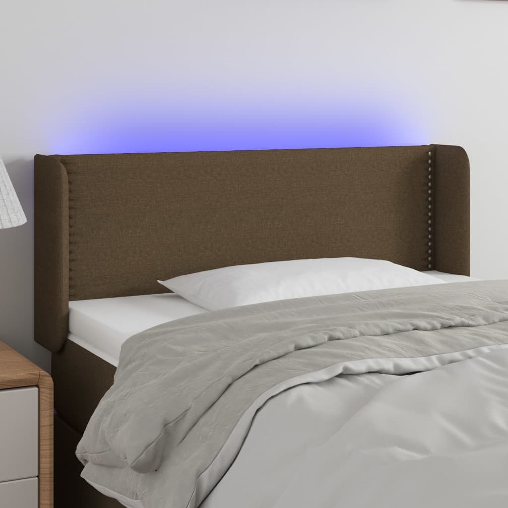 Hoofdbord LED 103x16x78/88 cm stof donkerbruin is nu te koop bij PeponiXL, paradijselijk wonen!