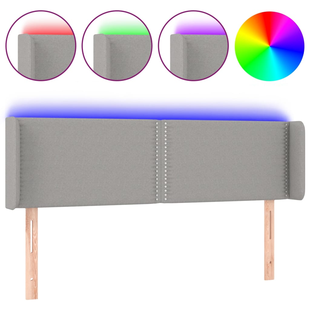 Hoofdbord LED 147x16x78/88 cm stof lichtgrijs is nu te koop bij PeponiXL, paradijselijk wonen!