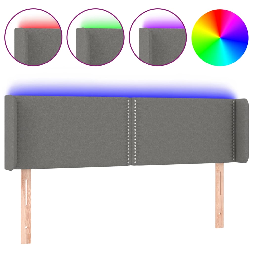 Hoofdbord LED 147x16x78/88 cm stof donkergrijs is nu te koop bij PeponiXL, paradijselijk wonen!