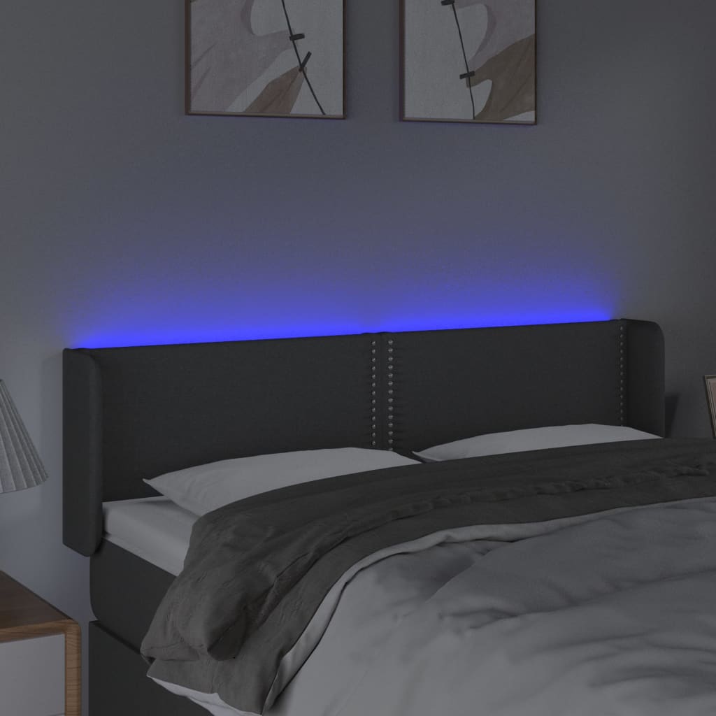 Hoofdbord LED 147x16x78/88 cm stof donkergrijs is nu te koop bij PeponiXL, paradijselijk wonen!
