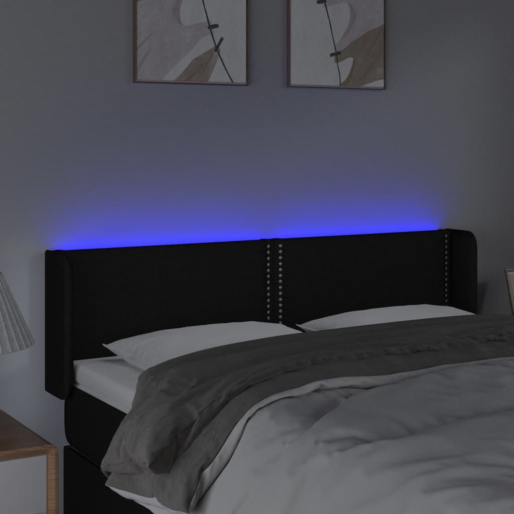 Hoofdbord LED 147x16x78/88 cm stof zwart is nu te koop bij PeponiXL, paradijselijk wonen!