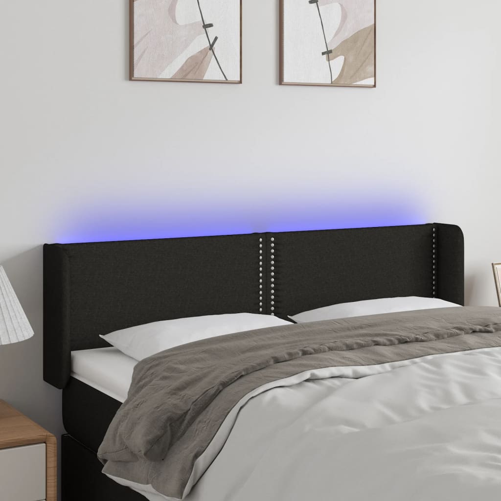 Hoofdbord LED 147x16x78/88 cm stof zwart is nu te koop bij PeponiXL, paradijselijk wonen!