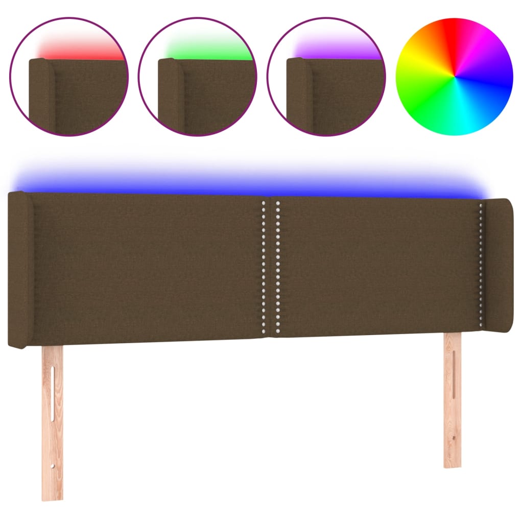 Hoofdbord LED 147x16x78/88 cm stof donkerbruin is nu te koop bij PeponiXL, paradijselijk wonen!