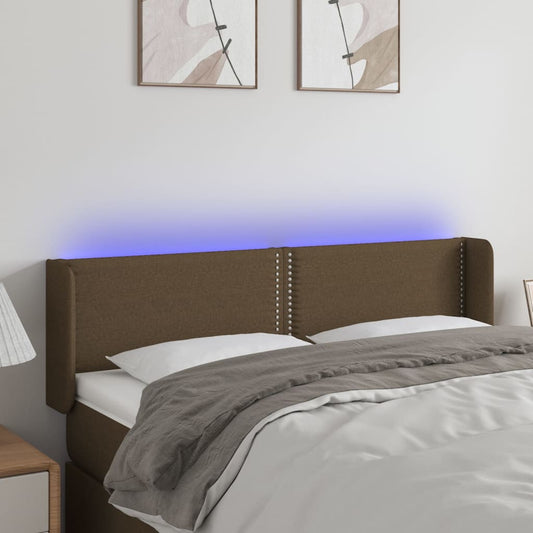 Hoofdbord LED 147x16x78/88 cm stof donkerbruin is nu te koop bij PeponiXL, paradijselijk wonen!