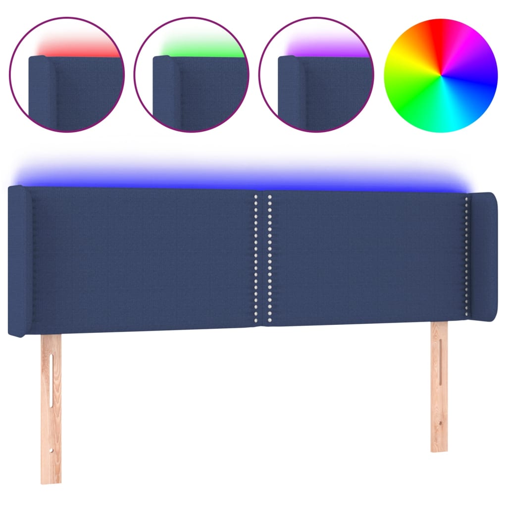 Hoofdbord LED 147x16x78/88 cm stof blauw is nu te koop bij PeponiXL, paradijselijk wonen!