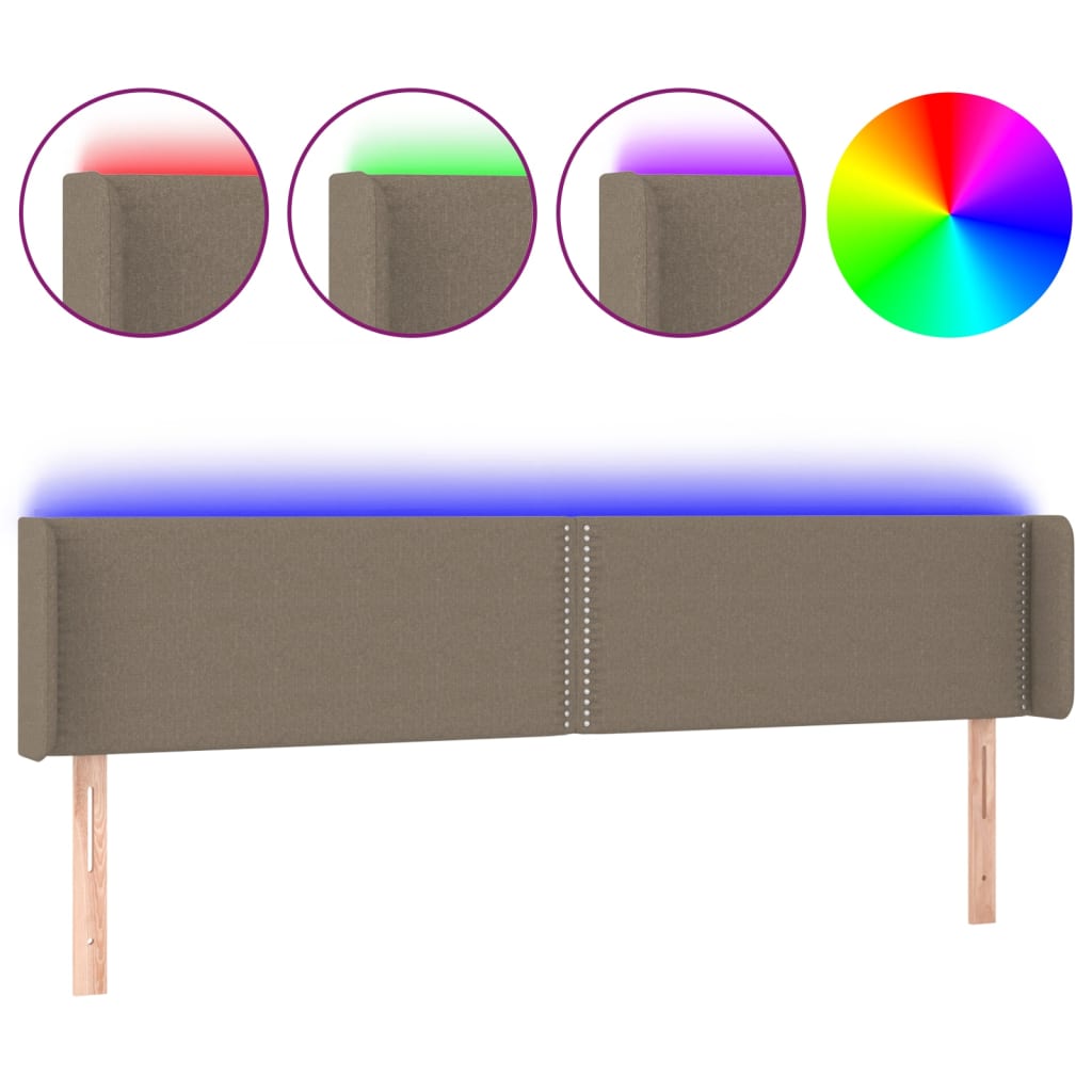 Hoofdbord LED 183x16x78/88 cm stof taupe is nu te koop bij PeponiXL, paradijselijk wonen!