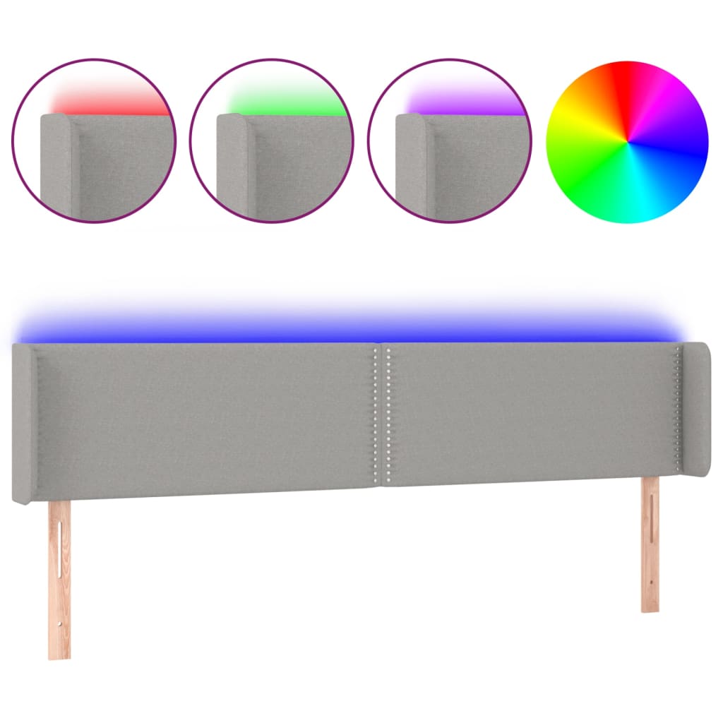 Hoofdbord LED 203x16x78/88 cm stof lichtgrijs is nu te koop bij PeponiXL, paradijselijk wonen!