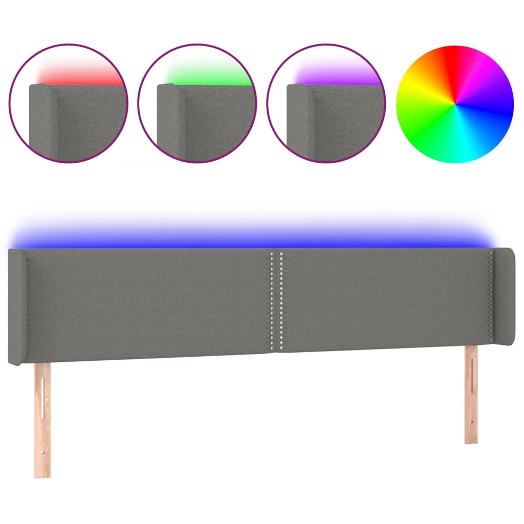 Hoofdbord LED 203x16x78/88 cm stof donkergrijs is nu te koop bij PeponiXL, paradijselijk wonen!
