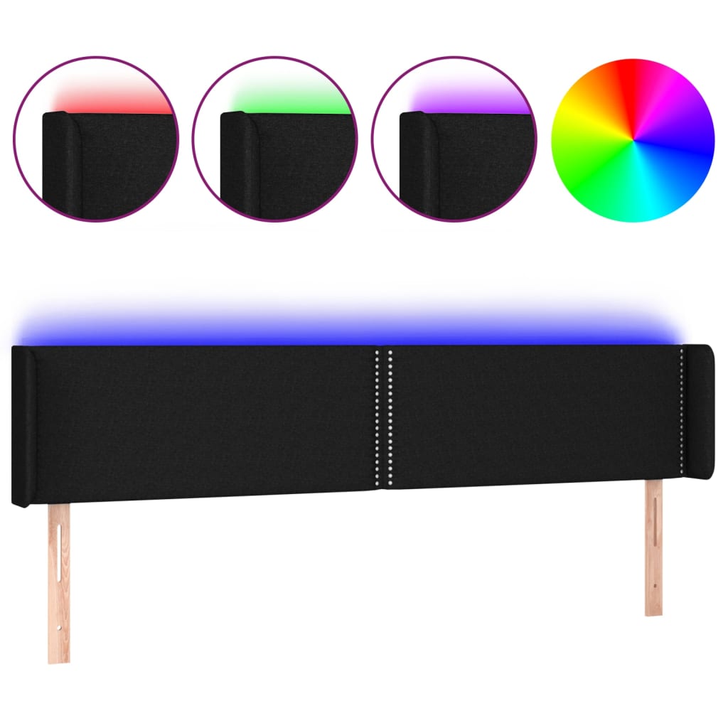 Hoofdbord LED 203x16x78/88 cm stof zwart is nu te koop bij PeponiXL, paradijselijk wonen!