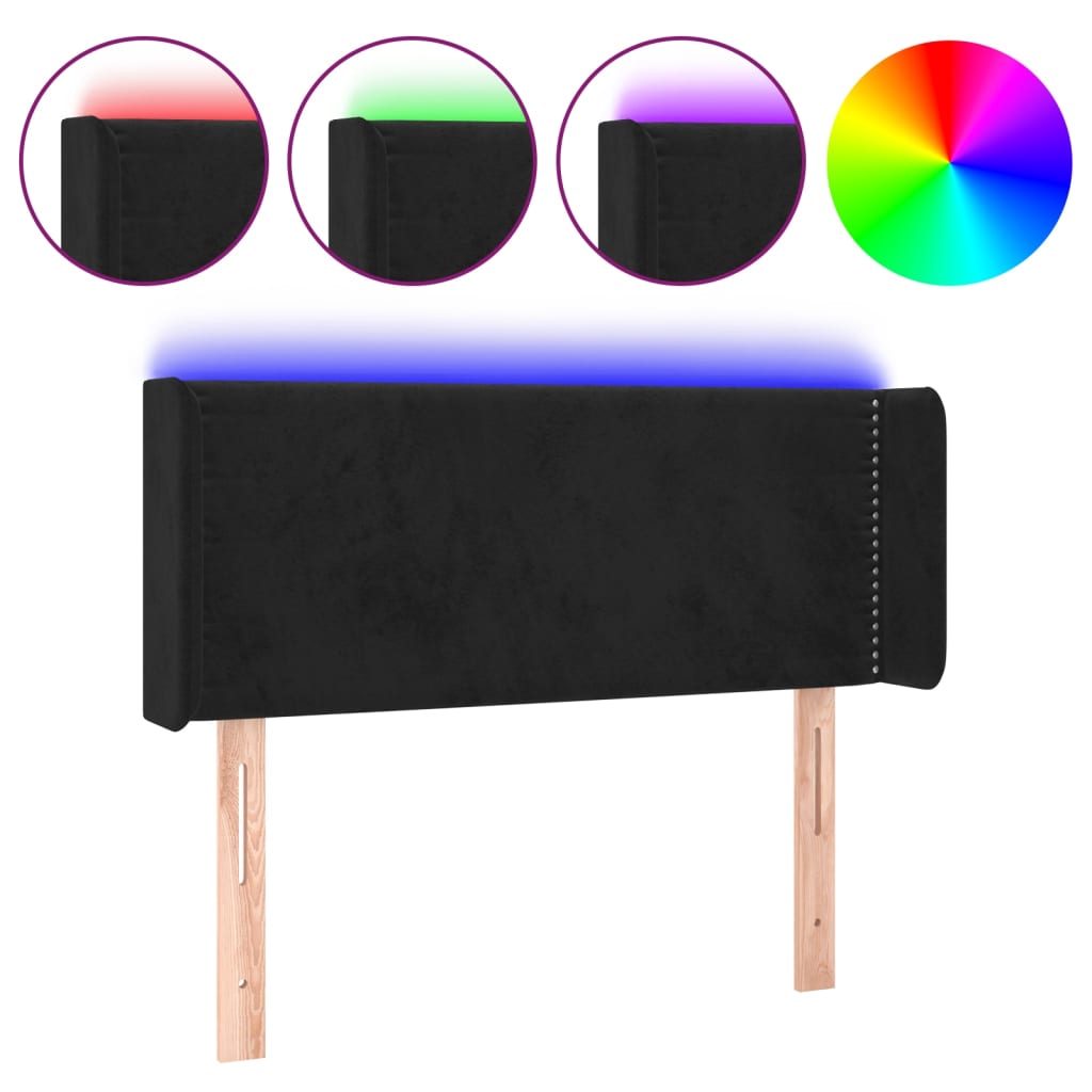 Hoofdbord LED 83x16x78/88 cm fluweel zwart is nu te koop bij PeponiXL, paradijselijk wonen!