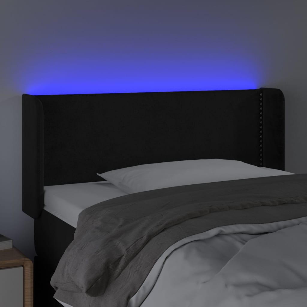 Hoofdbord LED 83x16x78/88 cm fluweel zwart is nu te koop bij PeponiXL, paradijselijk wonen!