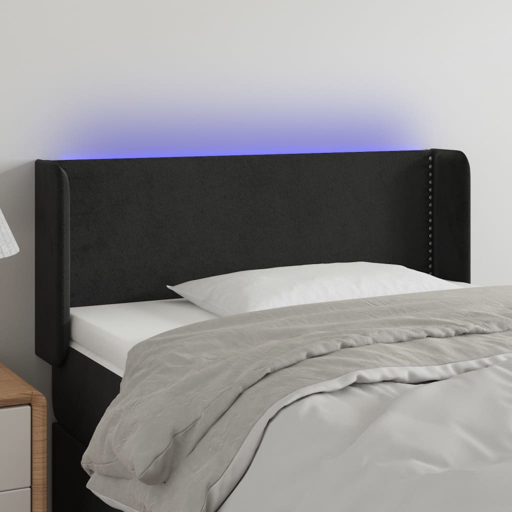 Hoofdbord LED 83x16x78/88 cm fluweel zwart is nu te koop bij PeponiXL, paradijselijk wonen!