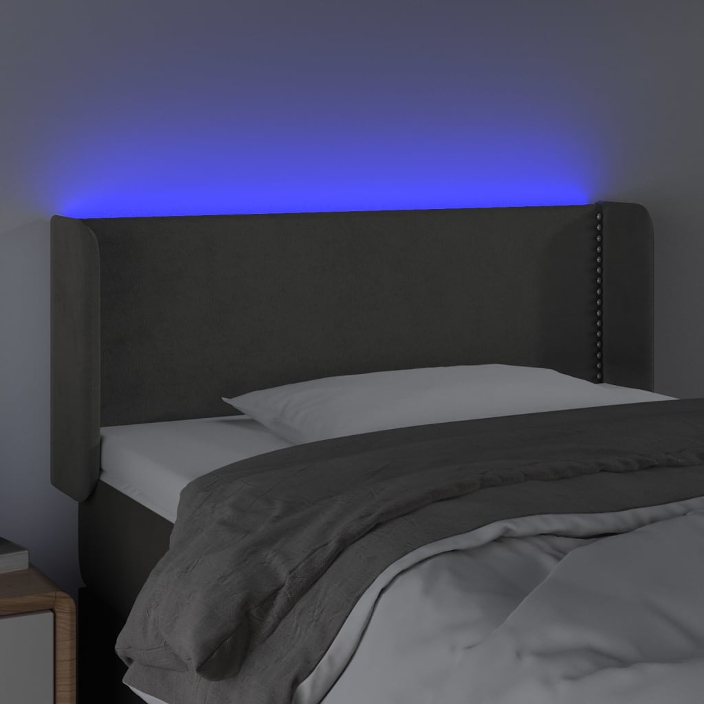Hoofdbord LED 103x16x78/88 cm fluweel donkergrijs is nu te koop bij PeponiXL, paradijselijk wonen!