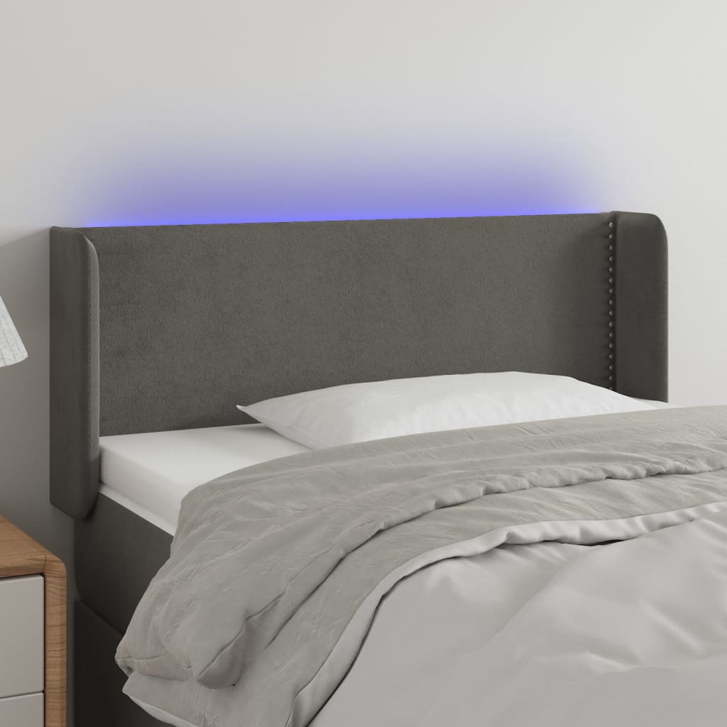 Hoofdbord LED 103x16x78/88 cm fluweel donkergrijs is nu te koop bij PeponiXL, paradijselijk wonen!