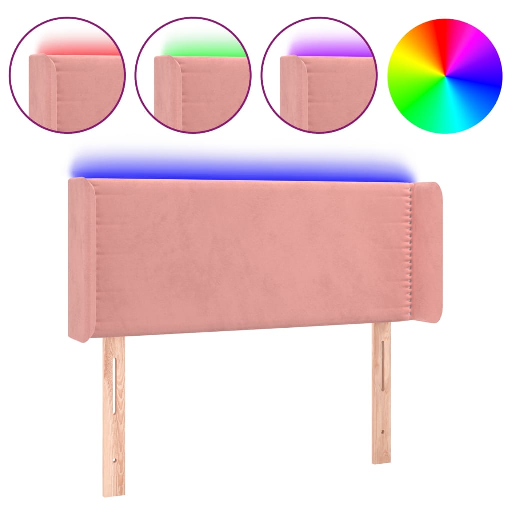 Hoofdbord LED 103x16x78/88 cm fluweel roze is nu te koop bij PeponiXL, paradijselijk wonen!