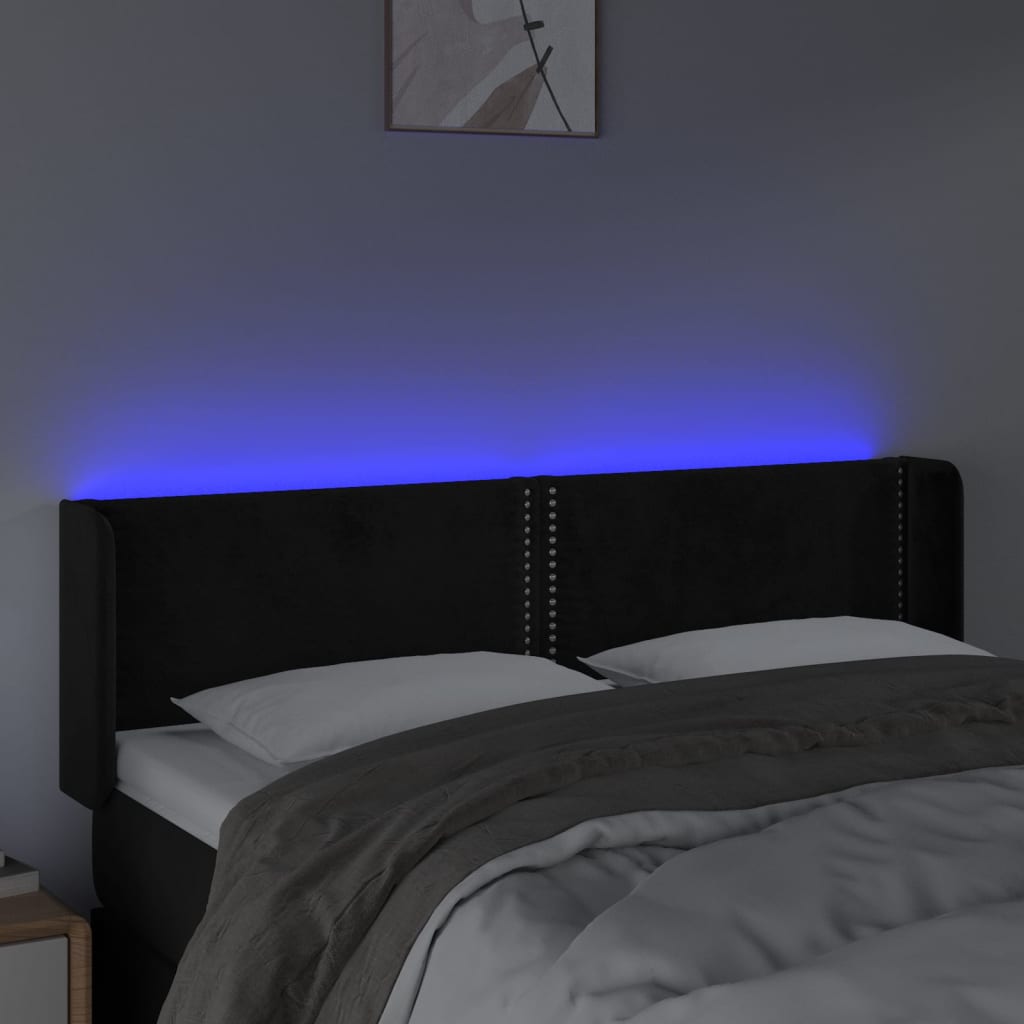 Hoofdbord LED 147x16x78/88 cm fluweel zwart is nu te koop bij PeponiXL, paradijselijk wonen!