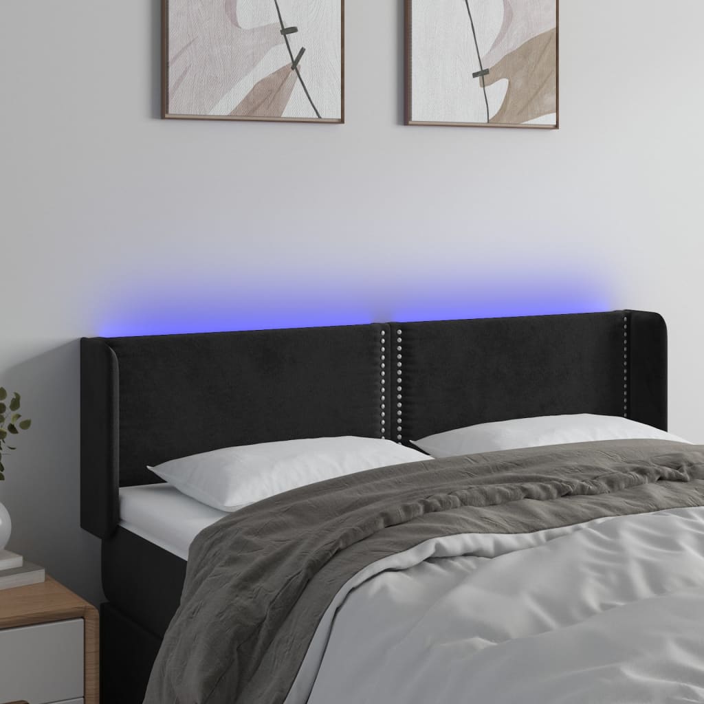 Hoofdbord LED 147x16x78/88 cm fluweel zwart is nu te koop bij PeponiXL, paradijselijk wonen!