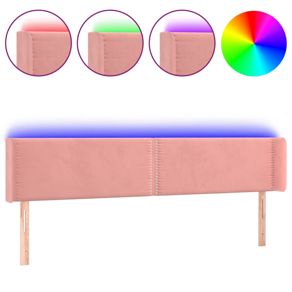 Hoofdbord LED 183x16x78/88 cm fluweel roze is nu te koop bij PeponiXL, paradijselijk wonen!