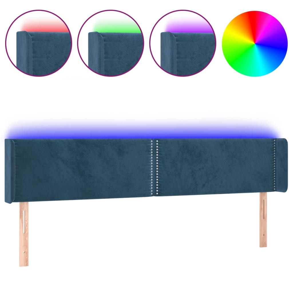 Hoofdbord LED 203x16x78/88 cm fluweel donkerblauw is nu te koop bij PeponiXL, paradijselijk wonen!